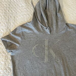 Calvin Klein Gray Hoodie T-Shirt Dress